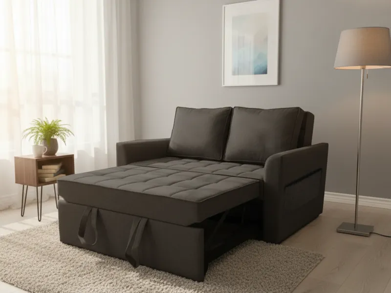 Zenith 2 Seater Sofa Cum Bed in Dark Grey